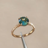 Hidden Halo Solitaire with Pavé Set Diamonds - Setting
