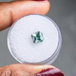 1.40CT SQUARE RADIANT CUT MONTANA SAPPHIRE, SEAFOAM GREEN TEAL HIGHLIGHTS, 6.12X5.95X4.37MM, UNHEATED