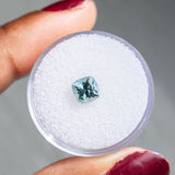 1.34CT CUSHION CUT MONTANA SAPPHIRE, SKY BLUE TEAL, 6.05X6.02X4.54MM, UNHEATED