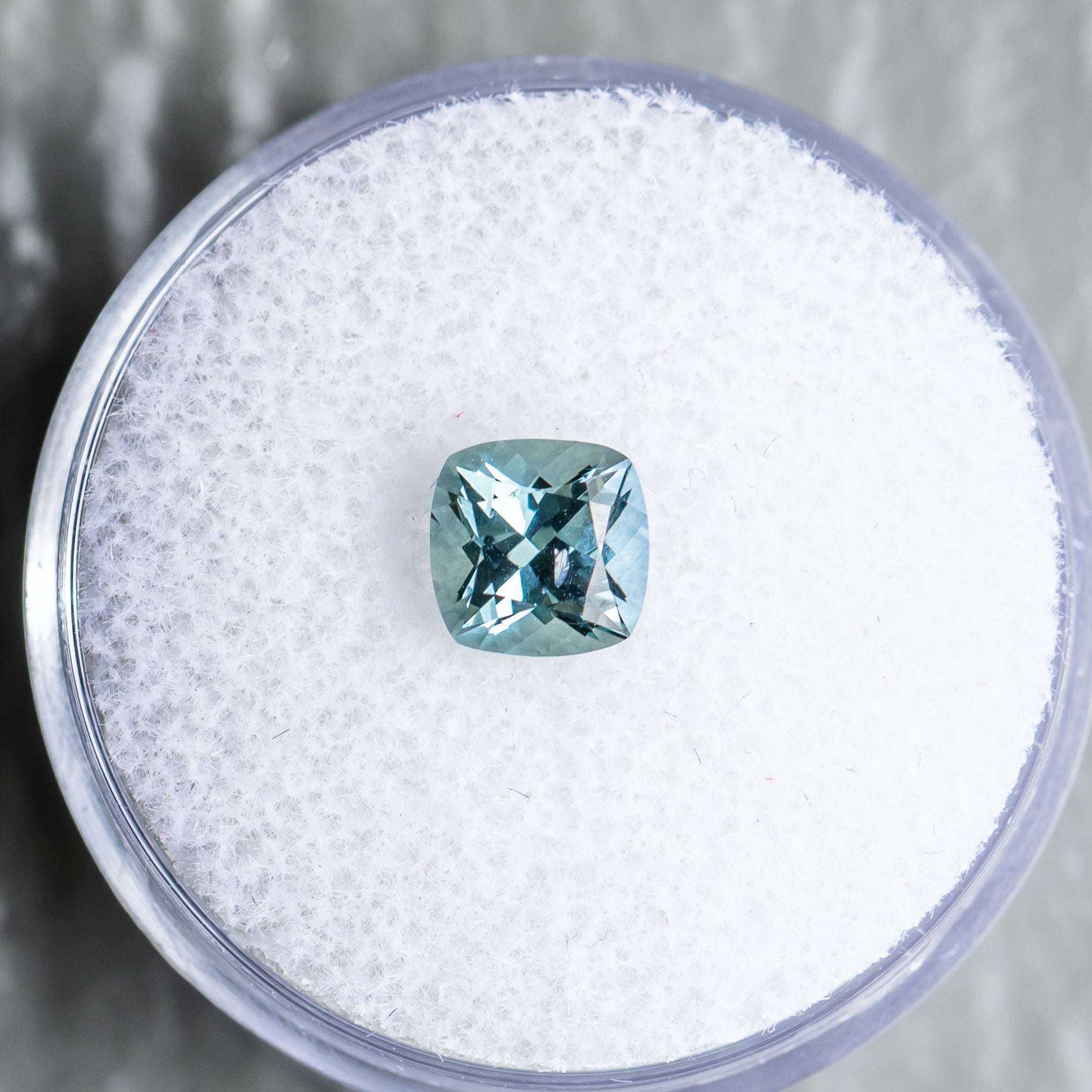 1.34CT CUSHION CUT MONTANA SAPPHIRE, SKY BLUE TEAL, 6.05X6.02X4.54MM, UNHEATED