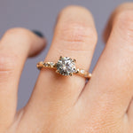 Evergreen 4-Prong Solitaire with Embedded Diamonds, Stackable - Setting