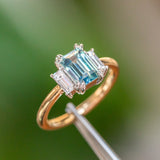 Three Stone Ring with Baguette Diamonds - Setting