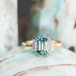 Three Stone Ring with Baguette Diamonds - Setting