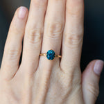 2.25ct Precision Cut Teal Montana Sapphire Four Prong Compass Set Solitaire in 18k Yellow Gold