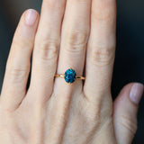 2.25ct Precision Cut Teal Montana Sapphire Four Prong Compass Set Solitaire in 18k Yellow Gold