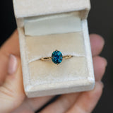 2.25ct Precision Cut Teal Montana Sapphire Four Prong Compass Set Solitaire in 18k Yellow Gold