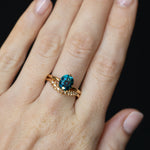 2.25ct Precision Cut Teal Montana Sapphire Four Prong Compass Set Solitaire in 18k Yellow Gold