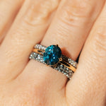 2.25ct Precision Cut Teal Montana Sapphire Four Prong Compass Set Solitaire in 18k Yellow Gold