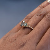 1.52ct Grey Oval Diamond and 0.28ct Round Montana Sapphire Ring in 14k Yellow Gold