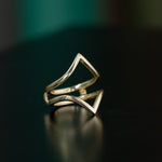 Hills and Valleys- Pointed Ring Jacket in Solid Recycled 14k Gold