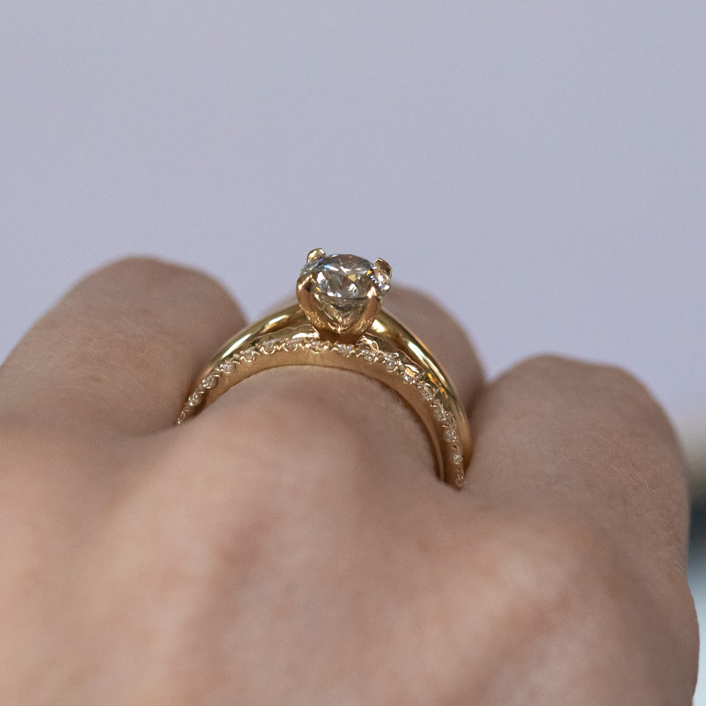 Glacial Flow- Gold and French Set Diamond Ring Jacket in Solid Recycled 14k Gold