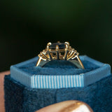 1.45ct Hexagon Silky Blue Montana Sapphire and Diamond Cluster Ring in 18k Yellow Gold