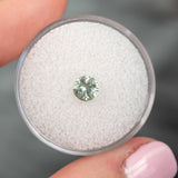 0.77CT ROUND BRILLIANT MONTANA SAPPHIRE, WHITE AND SOFT SEAFOAM GREEN, 5.5X1.00MM