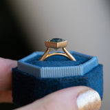 2.17ct Princess Cut Teal Montana Sapphire Contemporary Bezel Set Ring in 18k Yellow Gold