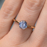 1.53ct Lavender Round Montana Sapphire Lotus Solitaire in 14k Yellow Gold