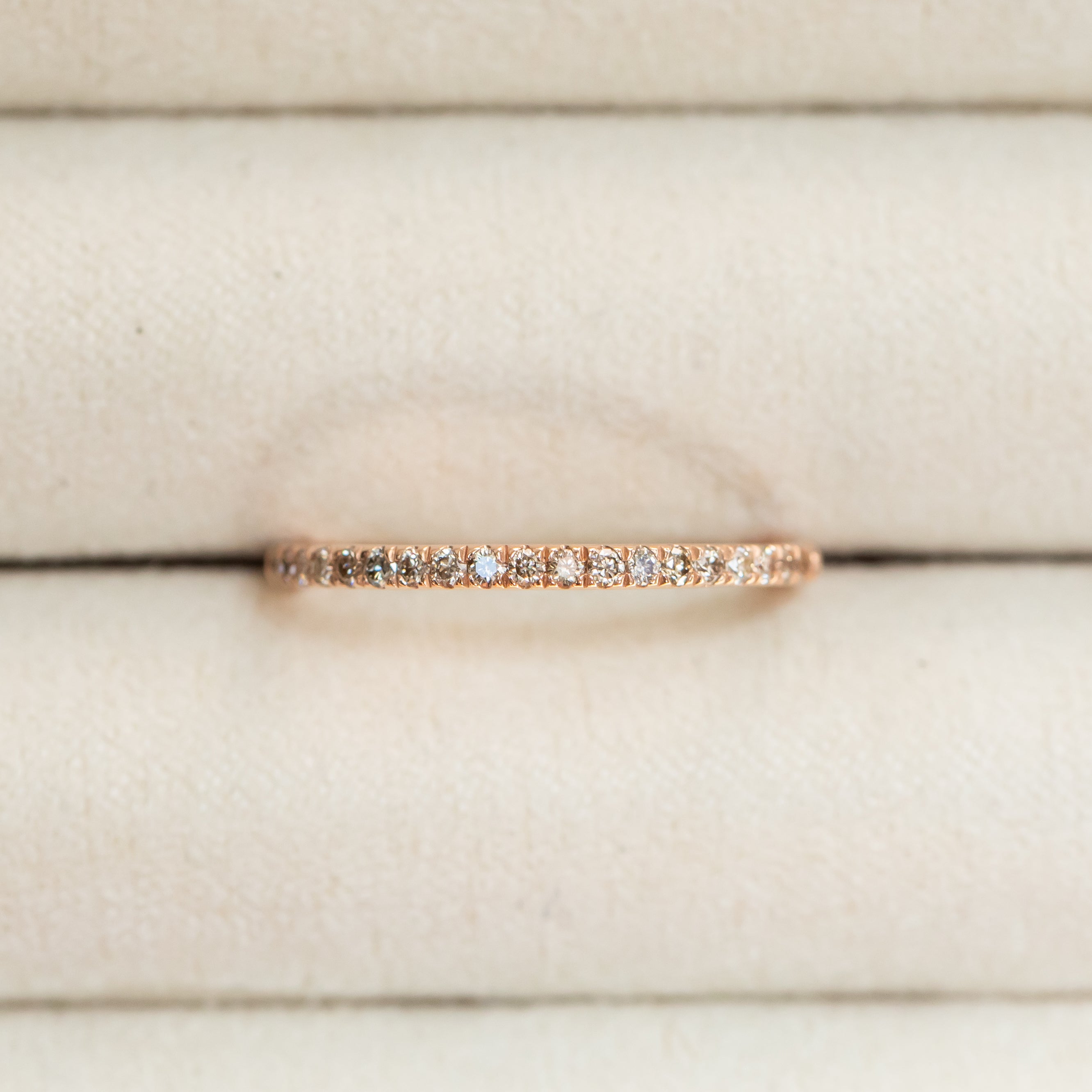 Straight Champagne Diamond French Set Wedding Band