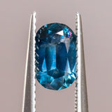 1.39CT DEEP BLUE TEAL ELONGATED CUSHION CUT MONTANA SAPPHIRE, 8.07X5.34MM