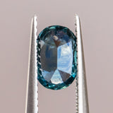 1.39CT DEEP BLUE TEAL ELONGATED CUSHION CUT MONTANA SAPPHIRE, 8.07X5.34MM