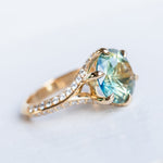 6.85ct Parti Sapphire Diamond-studded Six Prong Split Shank Solitaire in 18k Yellow Gold