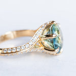 6.85ct Parti Sapphire Diamond-studded Six Prong Split Shank Solitaire in 18k Yellow Gold
