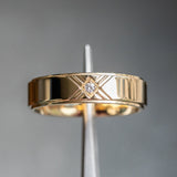 Modern Mountain Peak Diamond - 6mm Wedding Band Recycled Gold