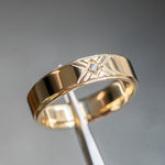 Modern Mountain Peak Diamond - 6mm Wedding Band Recycled Gold