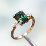 Three Stone Ring with Tapered Baguette Diamonds - Setting