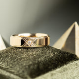 Modern Mountain Peak Diamond - 6mm Wedding Band Recycled Gold