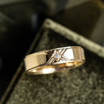 Modern Mountain Peak Diamond - 6mm Wedding Band Recycled Gold