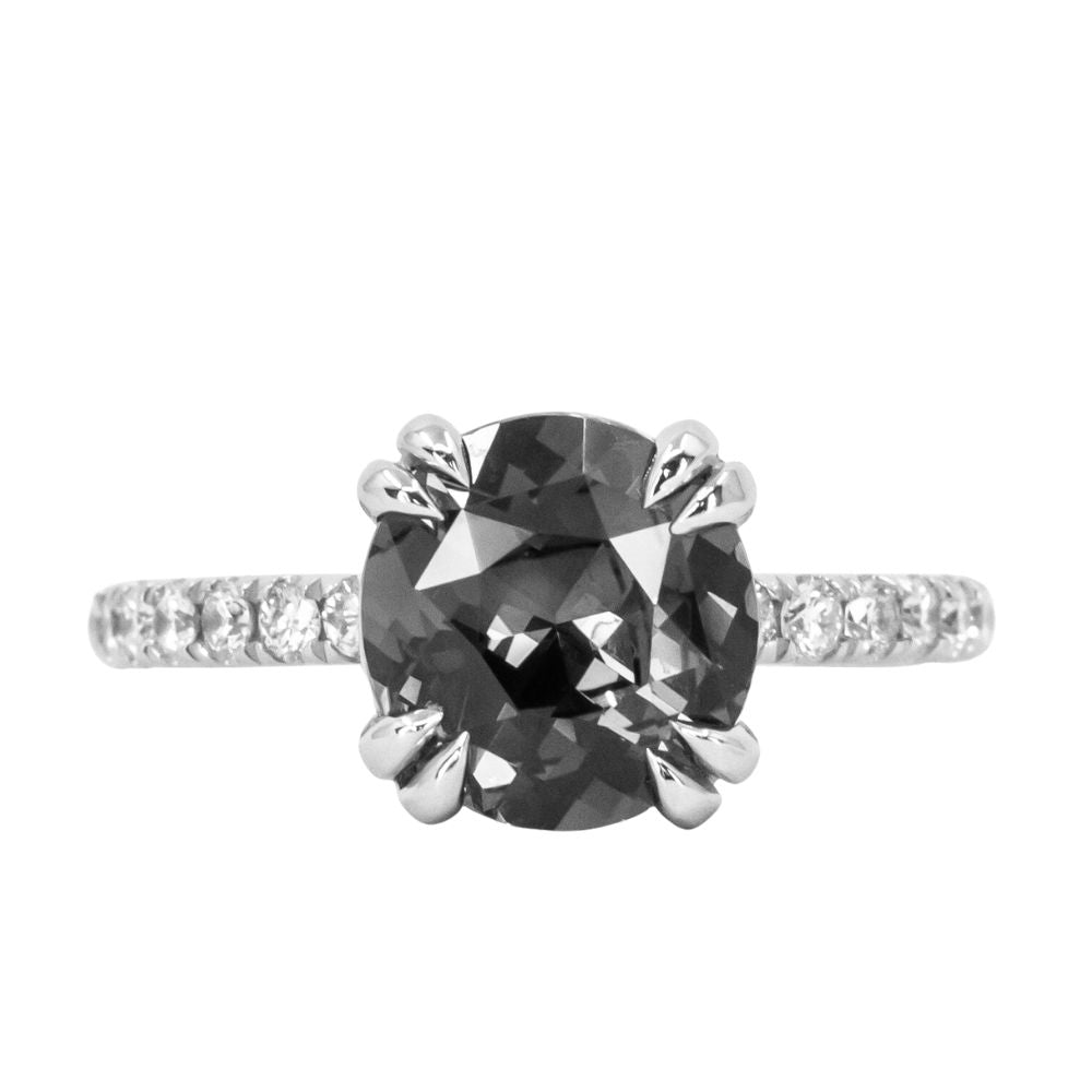 Double Claw Prong Solitaire with French Set Diamond Band, Stackable - Setting