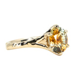 2.35ct Parti Montana Sapphire Orange White Champagne Low Profile Six Prong Split Shank Solitaire in 14k Yellow Gold