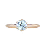 0.97ct Untreated Round Precision Cut Aqua Montana Sapphire Lotus Solitaire in 14k Yellow Gold