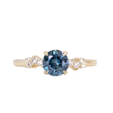 1.20ct Ocean Blue Round Montana Sapphire and Diamond Starry Night Low Profile Solitaire in 14k Yellow Gold