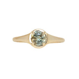 0.85ct Bicolor Round Montana Sapphire Low Profile 4 Prong Signet Solitaire in 14k Yellow Gold