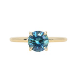 1.43ct Round Precision Cut Teal Montana Sapphire Classic 4 Prong Solitaire in 18k Yellow Gold