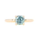 1.69ct Untreated Cushion Cut Blue Montana Sapphire Low Profile 4 Prong Solitaire in 14k Yellow Gold
