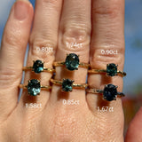 0.80ct Oval Precision Cut Blue Montana Sapphire Evergreen Carved 4 Prong Solitaire in 14k Yellow Gold