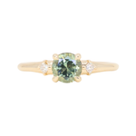 0.93ct Round Seafoam Montana Sapphire and Princess Cut Diamond Rapids Low Profile Ring in 14k Yellow Gold