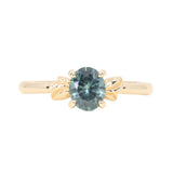 1.21ct Oval Blue Precision Cut Montana Sapphire Low Profile 4 Prong Leaf Bud Solitaire in 14k Yellow Gold