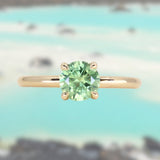 1.01ct Round Green Montana Sapphire Classic Four Prong Solitaire in 14k Yellow Gold