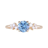 0.91ct Light Cornflower Blue Montana Sapphire and Diamond Starry Night Low Profile Solitaire in 14k Yellow Gold