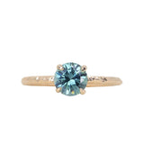 1.13ct Round Precision Blue Montana Sapphire Evergreen Carved 4 Prong Solitaire in 14k Yellow Gold