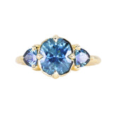 2.36ct Fancy Cushion Cut Montana Sapphire and Australian Sapphire Antique Compass Set Low Profile Ring in 18k Yellow Gold