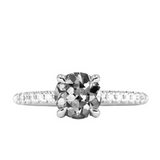 4 Prong Solitaire with Pavé Set Diamonds, Stackable - Setting