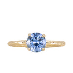 1.40ct Round Blue Precision Cut Montana Sapphire Evergreen Carved 4 Prong Solitaire in 18k Yellow Gold