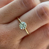 1.05ct Round Precision Cut Light Blue Montana Sapphire Lotus Solitaire in 14k Yellow Gold