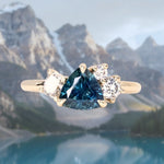 1.54ct Trillion Ocean Blue Montana Sapphire and Natural Diamond Mountainscape Ring in 14k Yellow Gold