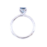 1.67ct Untreated Montana Sapphire Evergreen Carved 4 Prong Solitaire in Platinum