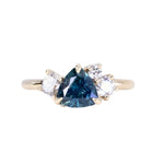 1.54ct Trillion Ocean Blue Montana Sapphire and Natural Diamond Mountainscape Ring in 14k Yellow Gold