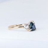 1.54ct Trillion Ocean Blue Montana Sapphire and Natural Diamond Mountainscape Ring in 14k Yellow Gold